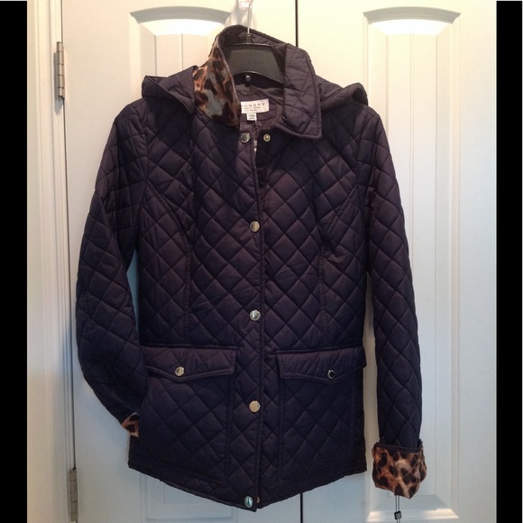 🎁NWT Laundry Shelli Segal LA Navy quilted coat S M or L - Picture 2 of 8